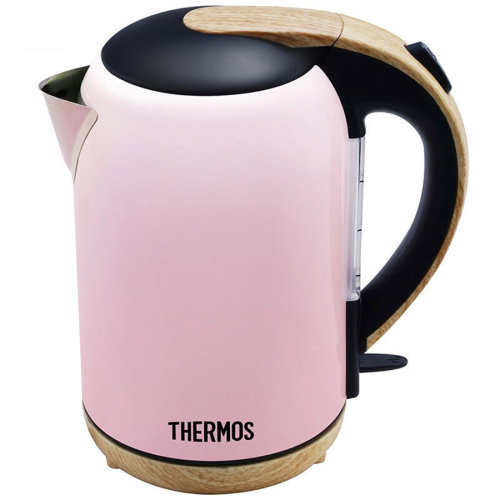 THERMOS/膳魔师 EHA-1313A家用电热水壶食品级304不锈钢带刻度防干烧1.7L 樱花粉
