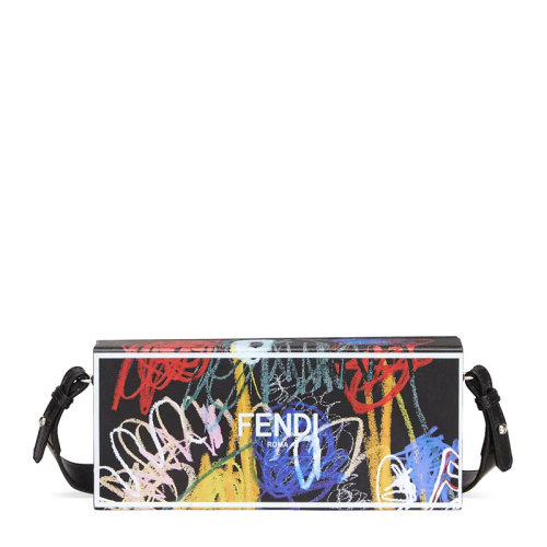 FENDI/芬迪 男士多色拼色小牛皮经典字母徽标彩色印花装饰磁扣开合单肩包斜挎包横箱包男包 7VA520-AGLV-F0V34