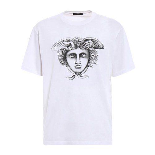VERSACE 范思哲 男士 服装 白色圆领美杜莎图案棉质半袖 男士短袖T恤