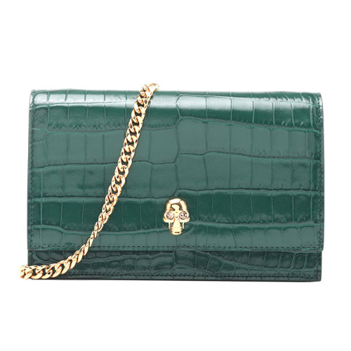 Alexander McQueen/亚历山大麦昆22春夏金属徽标女士单肩包斜挎包链条包6130881HB0G