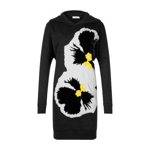 Valentino/华伦天奴 黑色 连帽 长袖 拼接 彩色图案刺绣 潮流 女士卫衣,