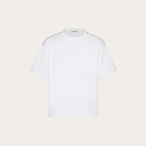  VALENTINO华伦天奴 22年春夏 男士 短袖T恤 ROCKSTUD UNTITLED 棉质铆钉圆领 T 恤 UV3MG08X3LE 预定商品1-3周发货