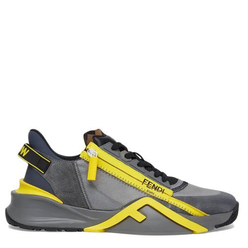 FENDI/芬迪 21年春夏新款 男士灰色混纺技术面料和绒面革Fendi Flow字母低帮运动鞋7E1392AF5RF0R8E