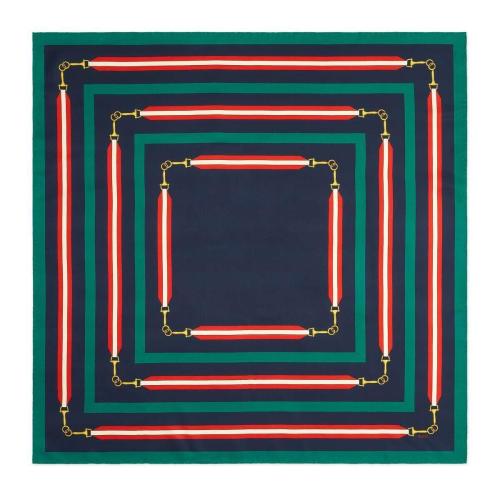  GUCCI古驰 22年秋冬 女士 互扣式双G马衔扣真丝围巾 626781 3G001 4100