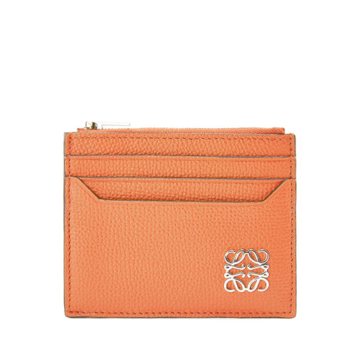 LOEWE/罗意威 22春夏新款 女士珊瑚礁色卵石纹牛皮革银色金属徽标装饰拉链卡包卡片夹C821R80X01-6935