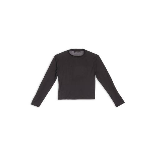  BALENCIAGA巴黎世家 22年秋冬 男士 长袖T恤 Mens Balenciaga Tab Long Sleeve T-shirt Fitted