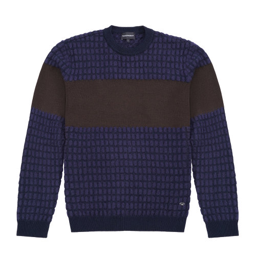 Emporio Armani 男士 藏青色 休闲拼色针织衫 6H1MTS-1MDCZ-0920