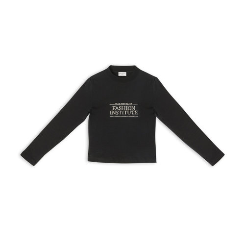 Balenciaga/巴黎世家 22年秋冬新款 The Lost Tape系列 男士黑色棉质混纺弹力面料仿旧长袖T恤698124TMVH51073