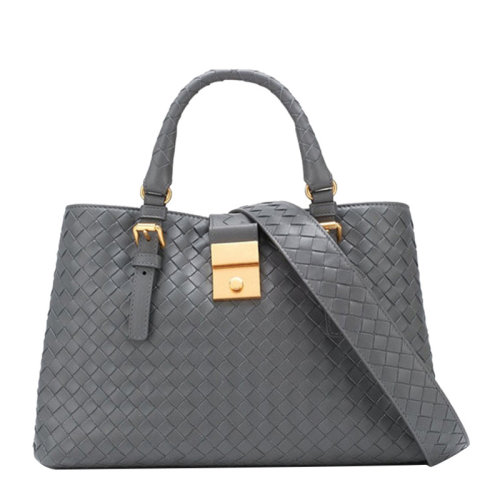 Bottega Veneta/葆蝶家  女士灰色编织牛皮手提包单肩包斜挎包女包 576336-VQ13C-8654