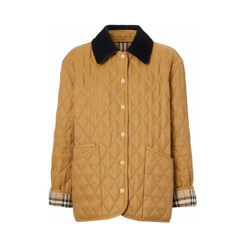 BURBERRY/博柏利 女士驼色灯芯绒领菱形绗缝夹克 8049864