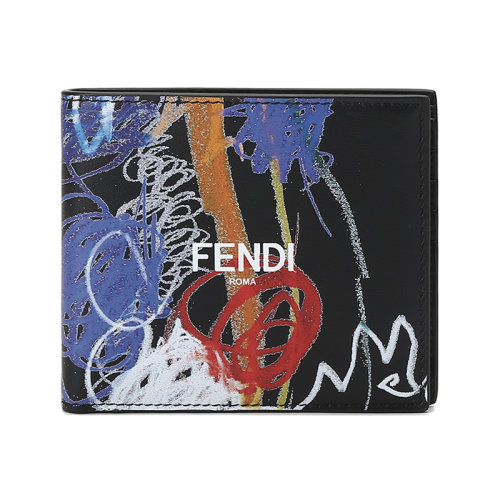 FENDI/芬迪男士牛皮短款钱包钱夹涂鸦LOGO图案 7M0169 AH8Q