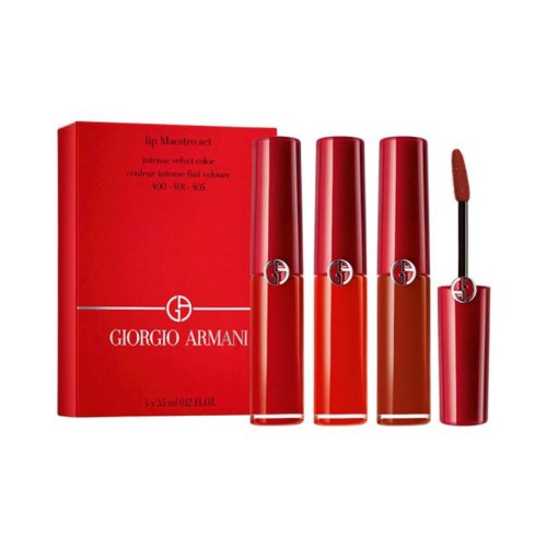 情人节套装Giorgio Armani/乔治 阿玛尼臻致丝绒哑光唇釉迷你三支装（400人间正红+401元气橙+405热卖番茄色）3.5ml/支/（405+205+206）两套随机
