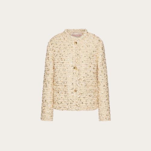  VALENTINO华伦天奴 22年秋冬 女士 长袖衬衫 VESTE EN TWEED DE COTON DORé 1B3CE27L7BFO06