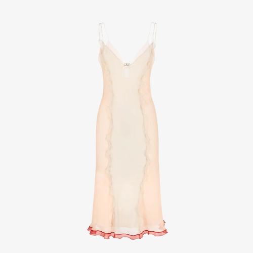  FENDI芬迪 22年秋冬 女士 连衣裙 浅粉红色雪纺连衣裙 FDB884AKSPF1JAA