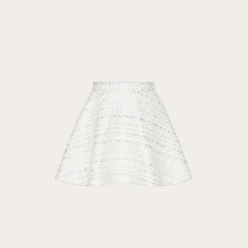  VALENTINO华伦天奴 22年秋冬 女士 半身裙 MINI JUPE EN TWEED ARGENTé XB3RA8H96U1CZ7