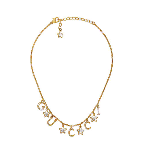 GUCCI/古驰 金色金属镶嵌水晶手写体GUCCI星星细节项链679044J1D508031