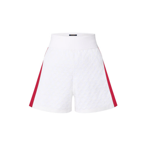 Louis Vuitton/路易威登 22年春夏新款 MONOGRAM系列 女士白色桑蚕丝混纺老花压花运动短裤1A9XXC