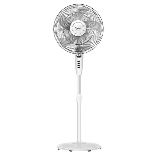 Midea/美的电风扇落地扇16英寸五叶大风量定时家用60W升降浅灰色FSA40YB