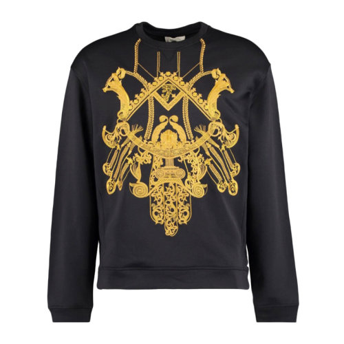 VERSACE JEANS/范思哲牛仔 男士黑色棉质经典字母徽标徽标印花装饰长袖上衣卫衣运动衫套头衫 V800688-VJ00211-V1008