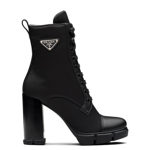 PRADA/普拉达 秋冬 女士黑色磨砂皮革尼龙踝靴1T427M_3LFU_F0002_F_110