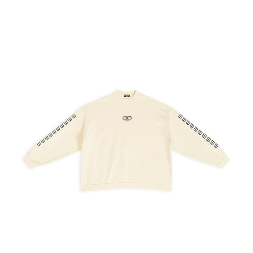 Balenciaga/巴黎世家 22年秋冬新款 男士奶油白色饰有黑色双B LOGO棉质无帽卫衣699212TMVG69069