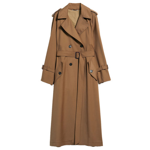 MaxMara/麦丝玛拉 22年秋冬新款 BARNI系列 女士驼色系羊毛混纺防水风衣5026012906002