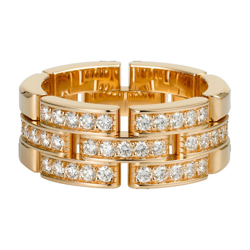 CARTIER/卡地亚 MAILLONPANTHèRE 18K金玫瑰金镶嵌钻石三圈戒指B4095300