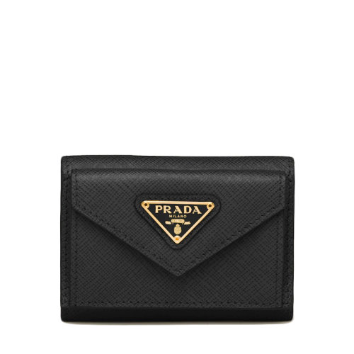 PRADA/普拉达 22春夏新款 女士黑色皮革金标信封袋钱包1MH021_QHH_F0002
