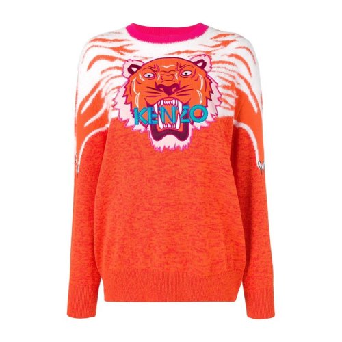 Kenzo 高田贤三  女装 服装 橙色棉质虎头logo标识毛衣针织衫 女士毛衣