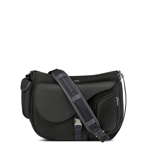 DIOR/迪奥 SADDLE系列 SACAI联名男士黑色科技面料和粒面小牛皮单肩斜挎马鞍包1ADHO029USH_H15E