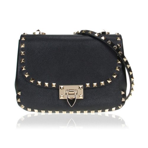  Valentino/华伦天奴 女士黑色皮革单肩包 TW2B0F12 GHF 0NO PLSX