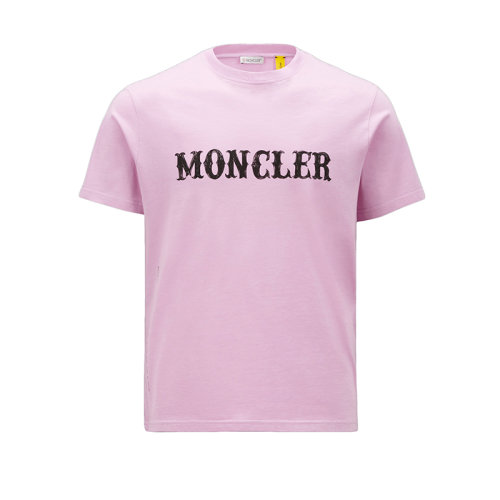 Moncler/蒙克莱 22年秋冬新款 Maya 70系列FRGMT藤原浩特别款 男女同款粉红色纯棉短袖T恤H209U8C00001M2350521