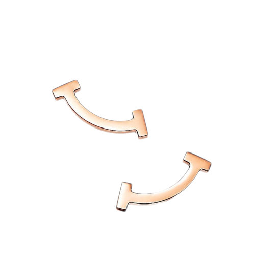 Tiffany & Co./蒂芙尼 经典Tiffany T系列 18K金玫瑰金微笑简约耳钉36667249
