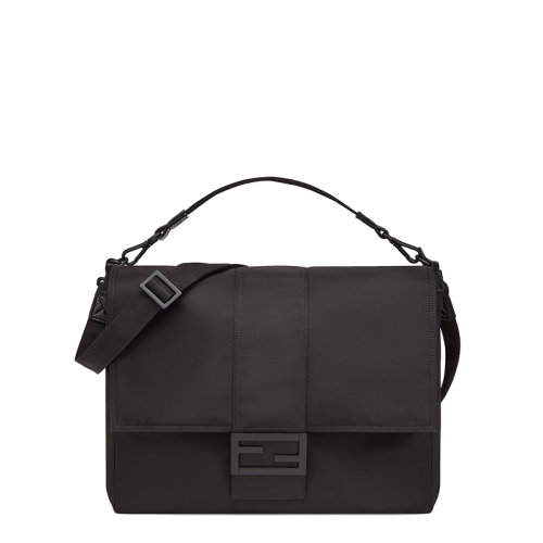FENDI/芬迪 20  MESSENGER BAGUETTE系列 男士大号黑色尼龙FF磁扣单肩斜挎邮差包7VA536AG0PF0QA1