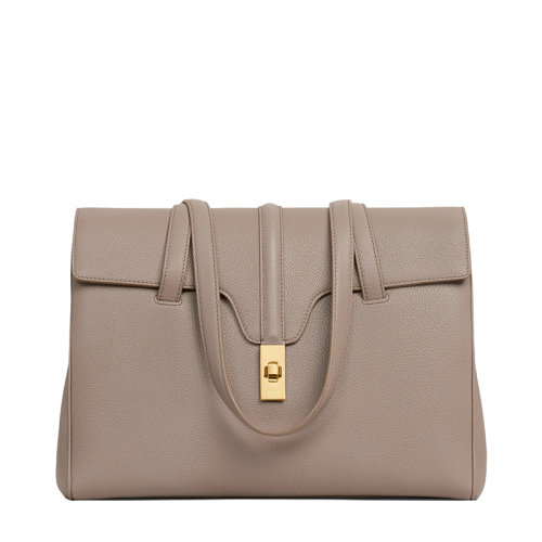 CELINE/赛琳 21新款SOFT 16系列 中号卵石色粒面小牛皮金扣手提单肩包195543CR8.10BL