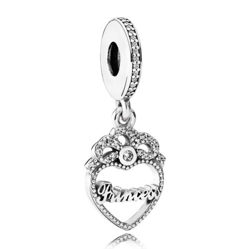 PANDORA/潘多拉 女士锆石爱心公主头冠925银吊坠  791962CZ