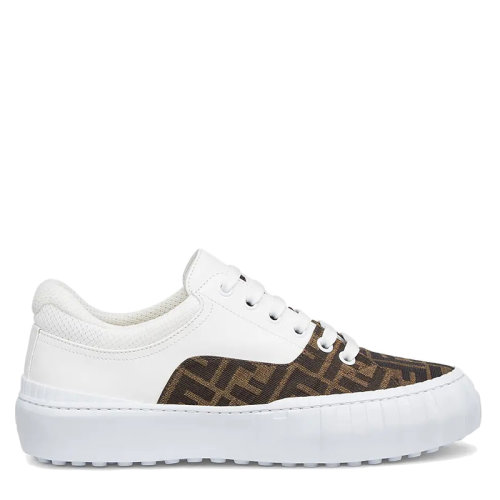 FENDI/芬迪 Fendi Force系 男士白色皮革和FF提花织物布鞋7E1415AF5CF1DV2