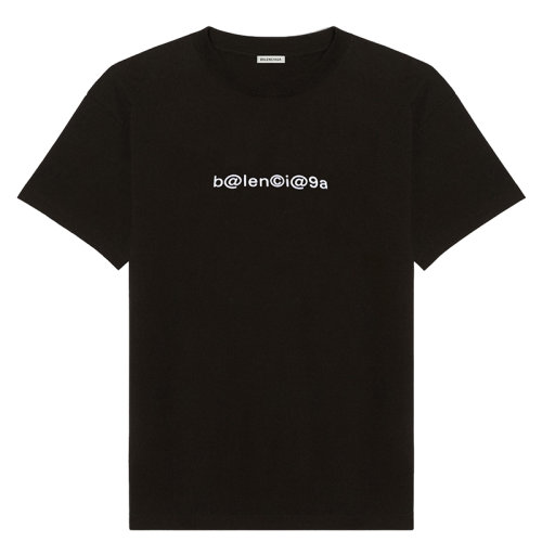 Balenciaga/巴黎世家男士黑色有机棉版面版中的Copyright Fit中号T恤612966TIV541070