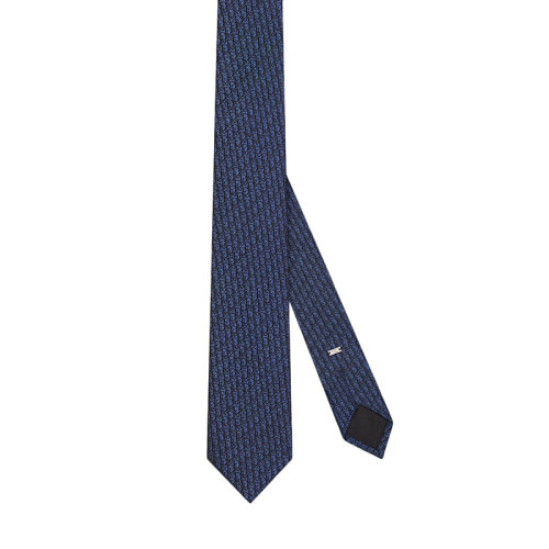 DIOR/迪奥 22年春夏新款 男士蓝色/黑色桑蚕丝老花印花领带93C1046A0121_C975