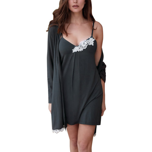 SELMARK/赛马可 欧洲休闲家居服套装吊带连身裙长袖外套舒适可外穿女睡衣/家居服P246071