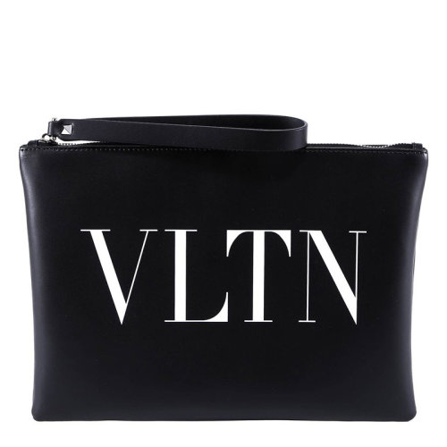 Valentino/华伦天奴  男包女包黑色皮革时尚百搭拉链手拿包  RY2P0299LVN ONO