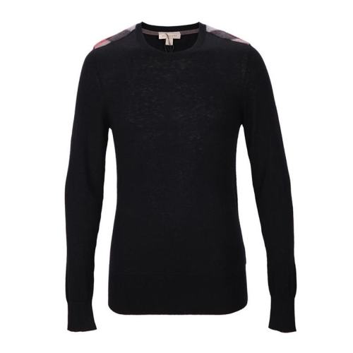  BURBERRY/博柏利 男士黑色格子棉质混纺羊绒衫毛衣 38488101 PLFSX