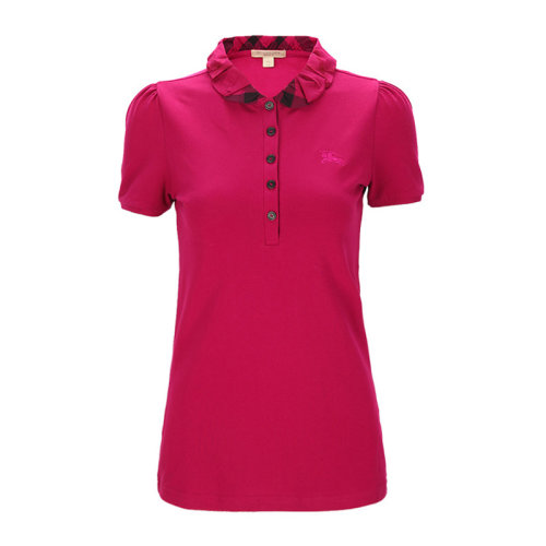 BURBERRY/博柏利 女士玫红色棉质翻领短袖T恤 3847361