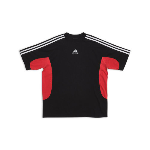 Balenciaga/巴黎世家 22年秋冬新款 ADIDAS联名系列 男士黑色纯棉中等剪裁短袖T恤712401TNVA61003
