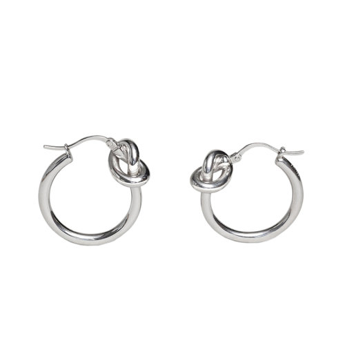 CELINE/赛琳 经典KNOT系列 小号银色黄铜绳结耳环46N556BRA.36SI