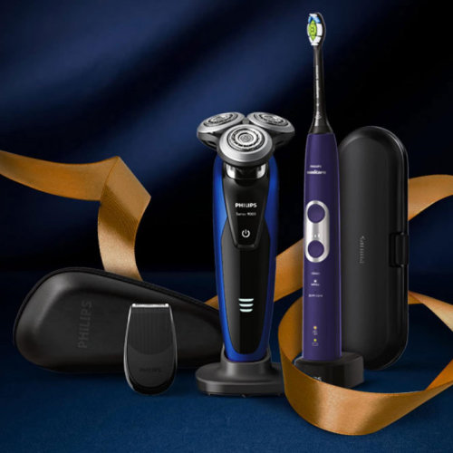 Philips/飞利浦 电动剃须刀S9000荷兰整机进口多功能理容剃胡刀胡须刀干湿双剃全身水洗 电动牙刷护理套装S9188/88