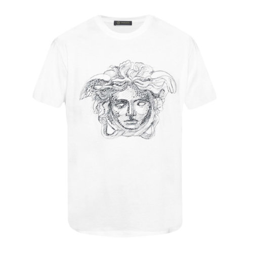 VERSACE/范思哲 男士白色棉质经典美杜莎头像印花装饰圆领上衣短袖T恤 A77263-A222614-A911