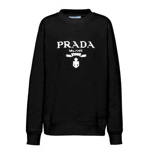 PRADA/普拉达 秋冬 女士经典黑色PRADA徽标印花平纹针织圆领运动衫134631_1ZT7_F0967_S_202
