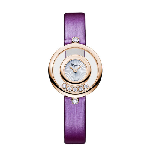  Chopard/萧邦  Happy Diamonds系列石英机芯鳄鱼皮表带玫瑰金镶钻女士腕表26毫米209415-5001