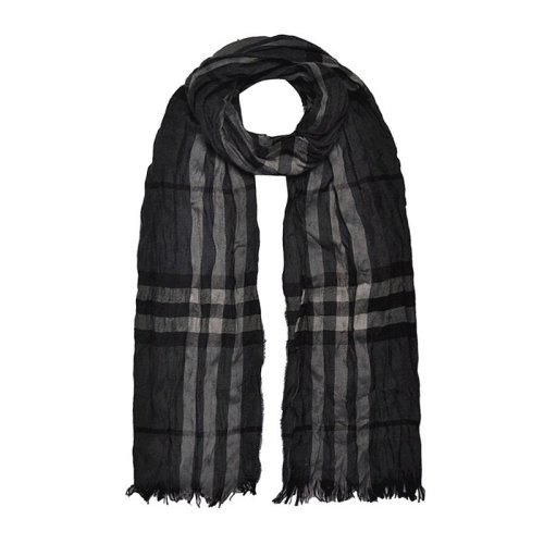 BURBERRY/博柏利 男女通用 中性灰黑色褶皱美利奴羊毛绒混纺围巾围脖 3551800